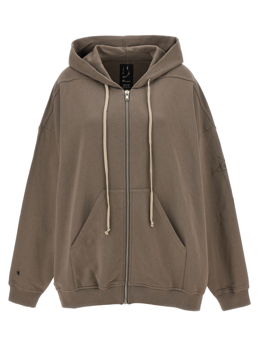 Shop Rick Owens Grey  X Champion Hoodie