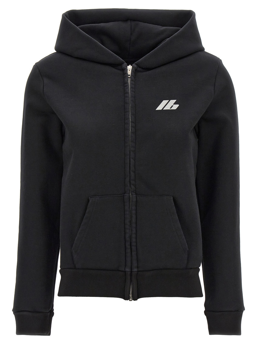 Balenciaga Logo Print Hoodie Sweatshirt Black In Black