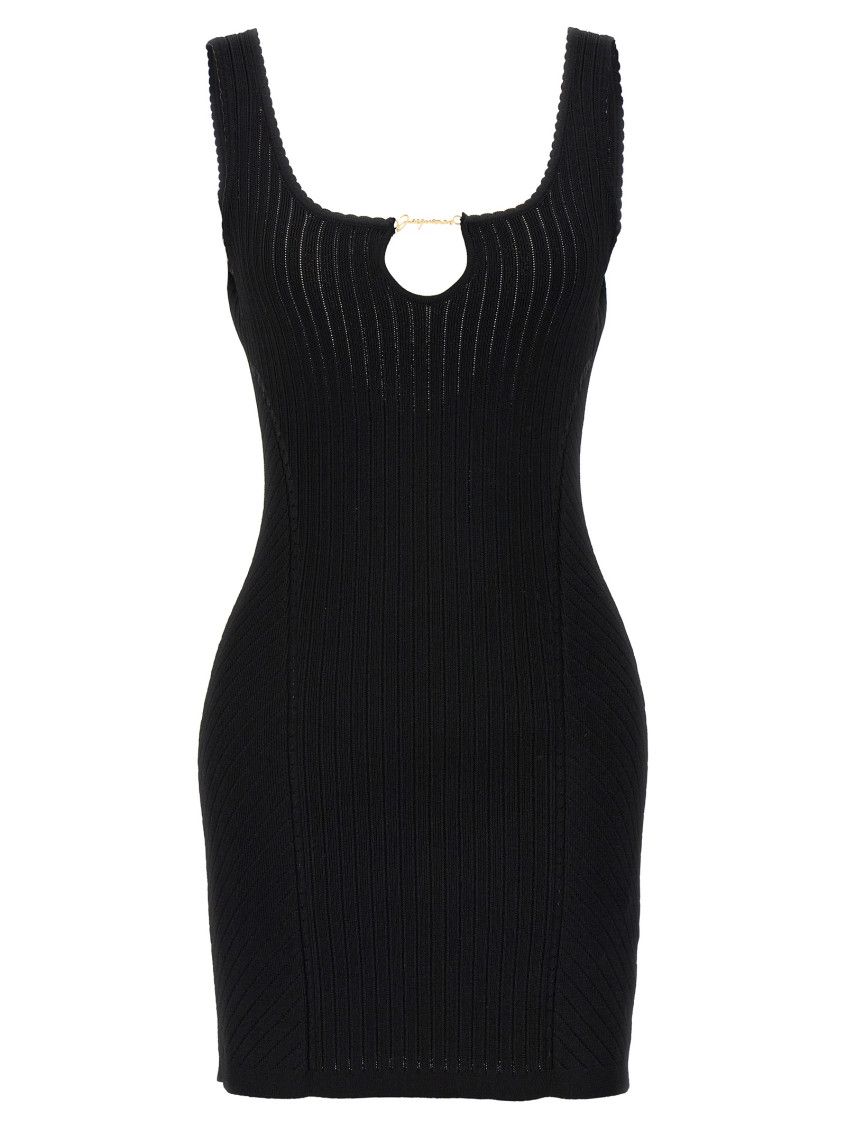 Jacquemus La Mini Robe Sierra Knitted Mini Dress In Black