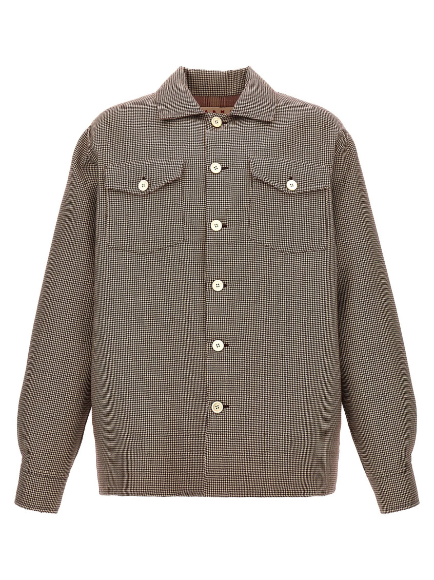Marni Micro Houndstooth Wool Jacket In Multicolor