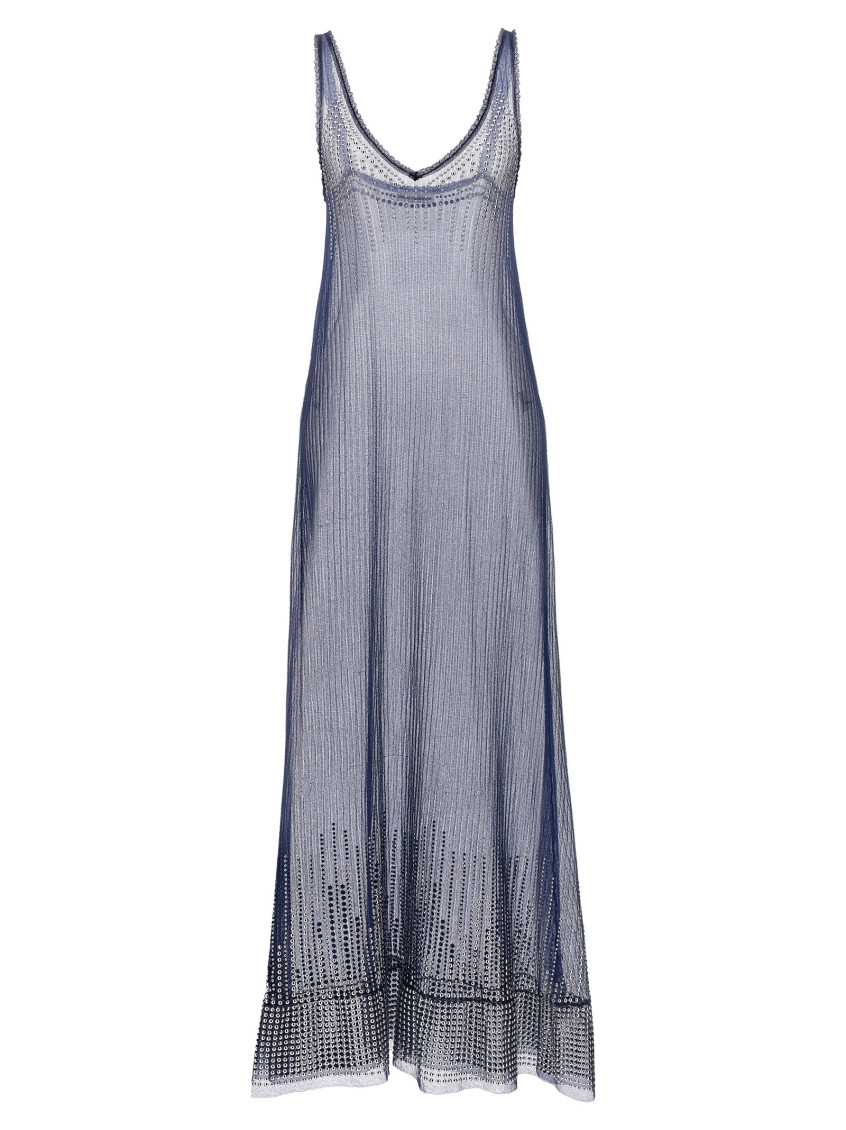 Rabanne Studded Mesh Dress Dresses In Blue