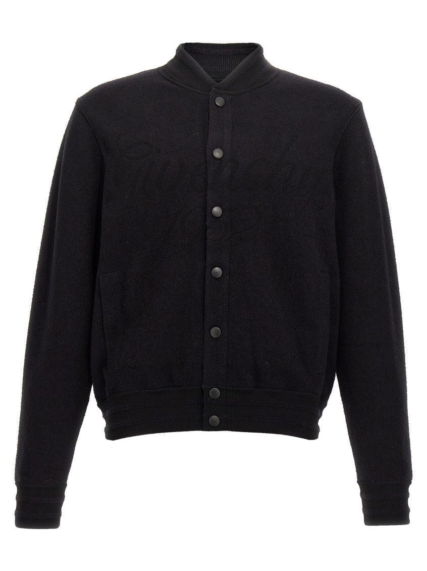 Givenchy Black Jacquard Logo Bomber Jacket In 001-black