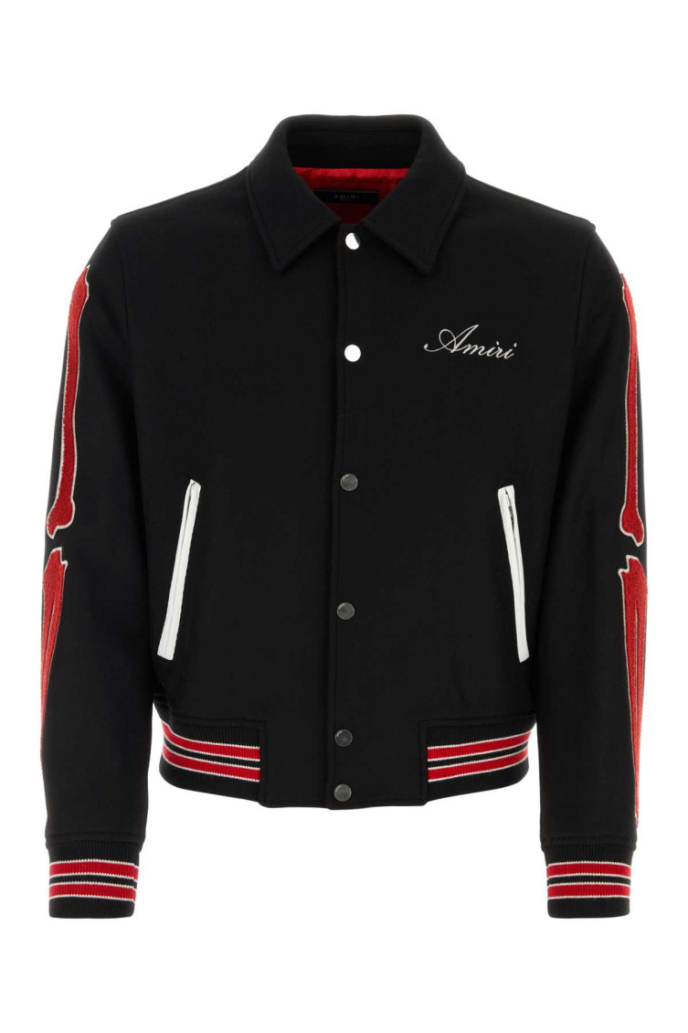 Amiri Ribbed Stripes Bomber Jacket In Black