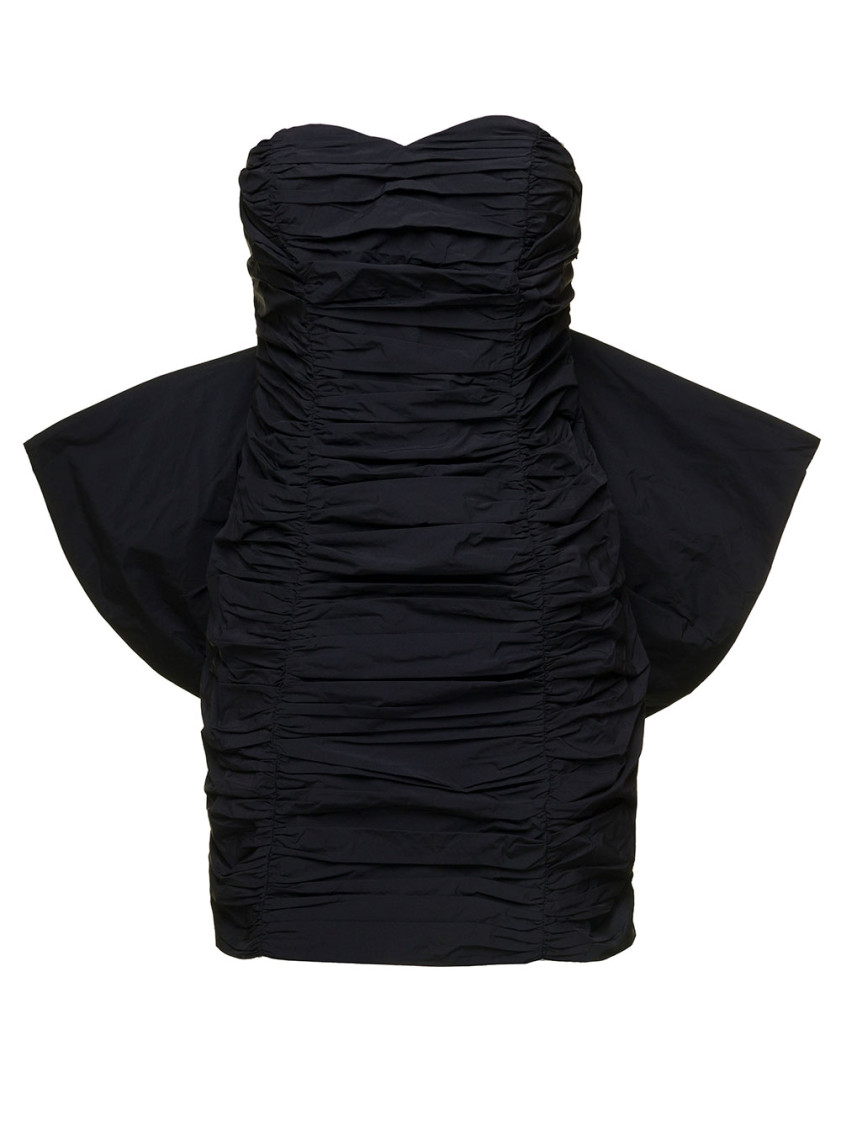 Rotate Birger Christensen Catalina Bow-detailed Recycled-taffeta Mini Dress In Black
