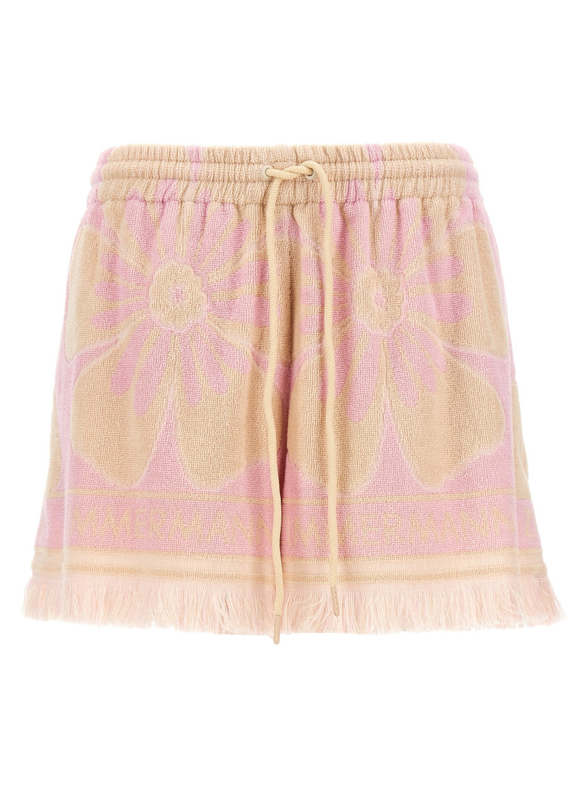 Shop Zimmermann Light Pink Pop Towelling Shorts