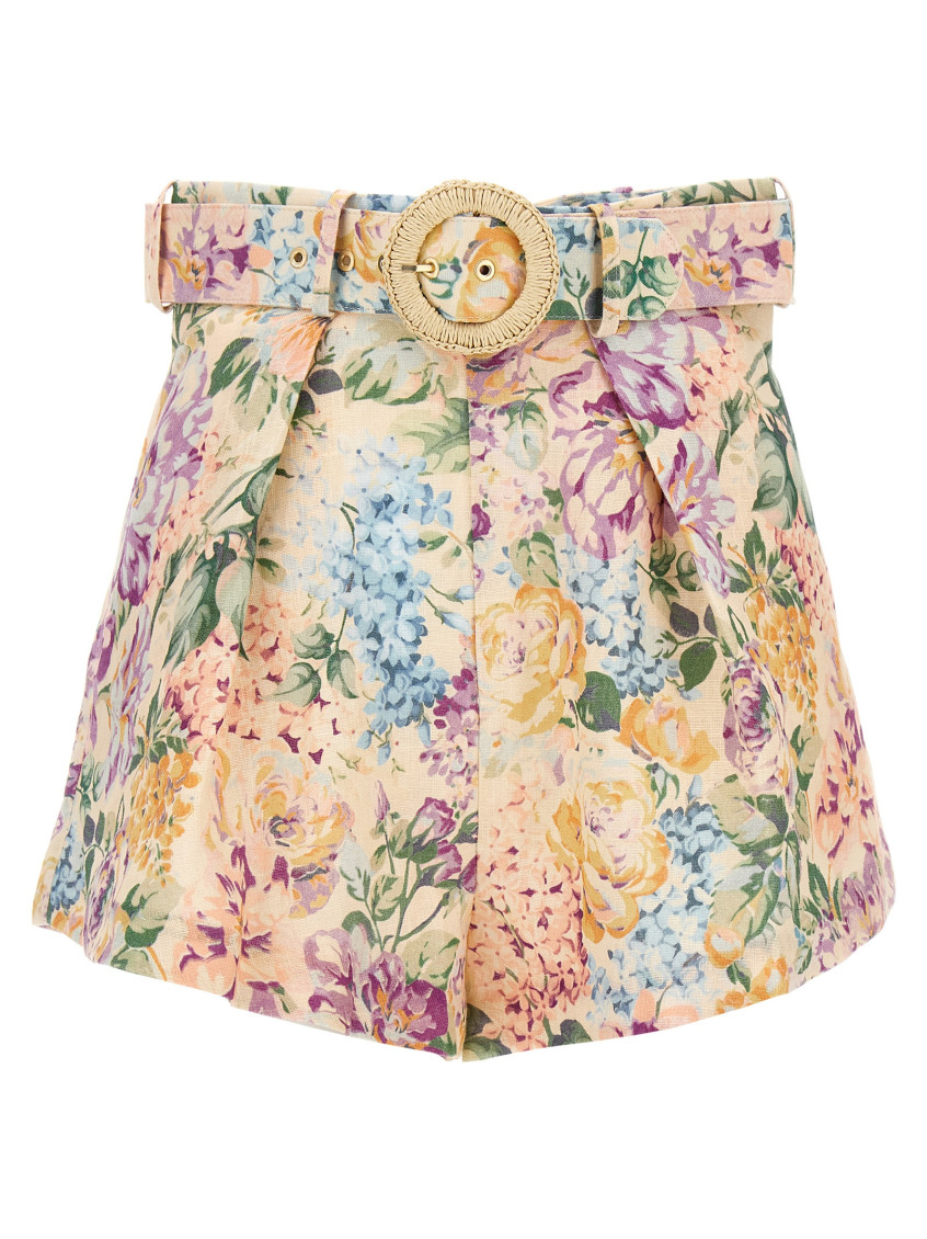 Shop Zimmermann Multicolor Halliday Tuck Shorts