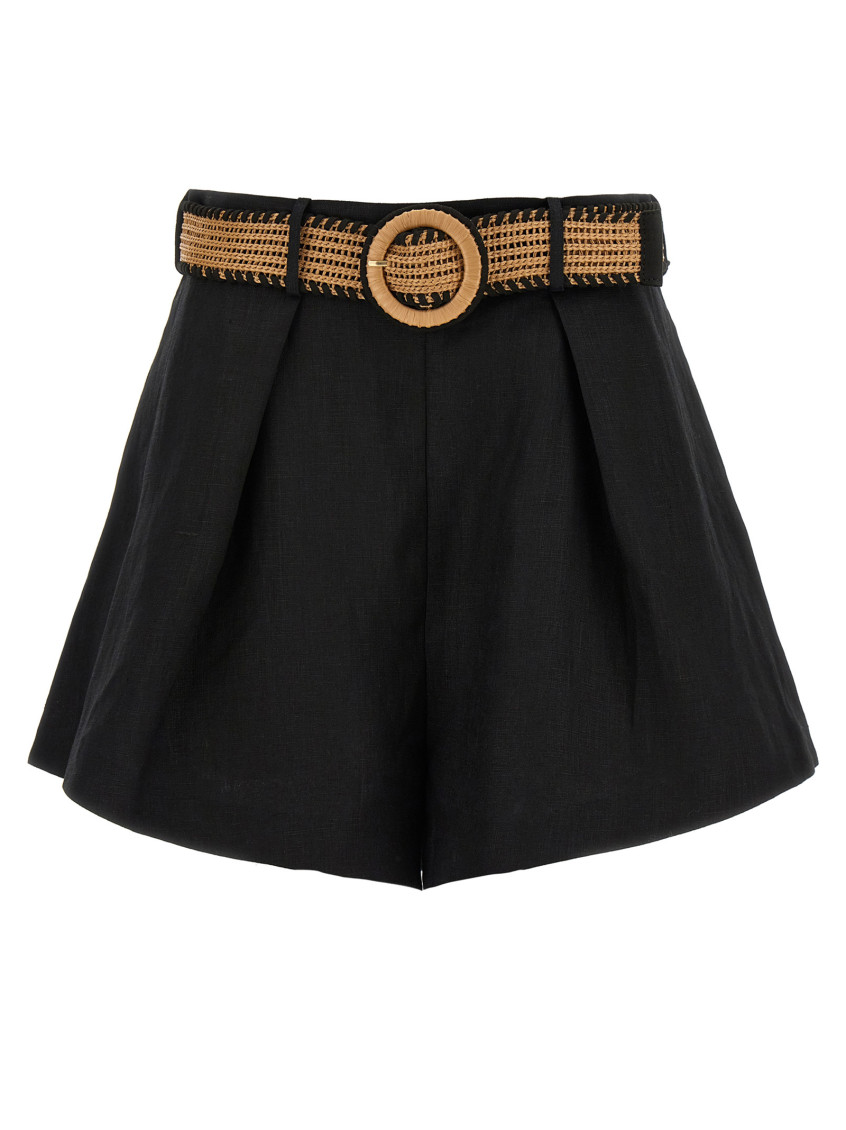 Shop Zimmermann Black Halliday Tuck Shorts