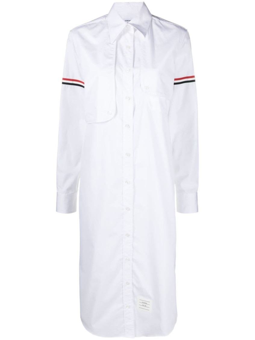 Shop Thom Browne White Poplin Dress