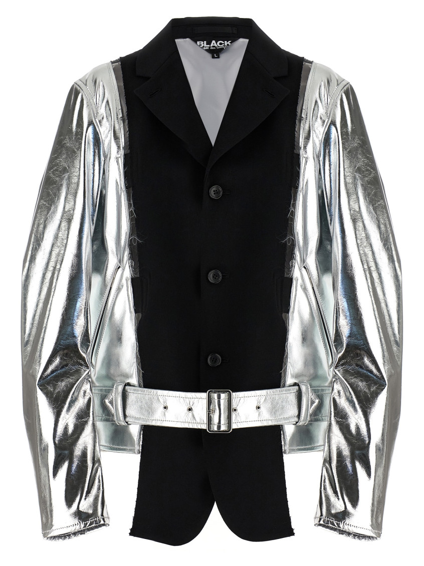 Comme Des Garçons Avant-garde Laminated Jacket With Wool Insert In Silver