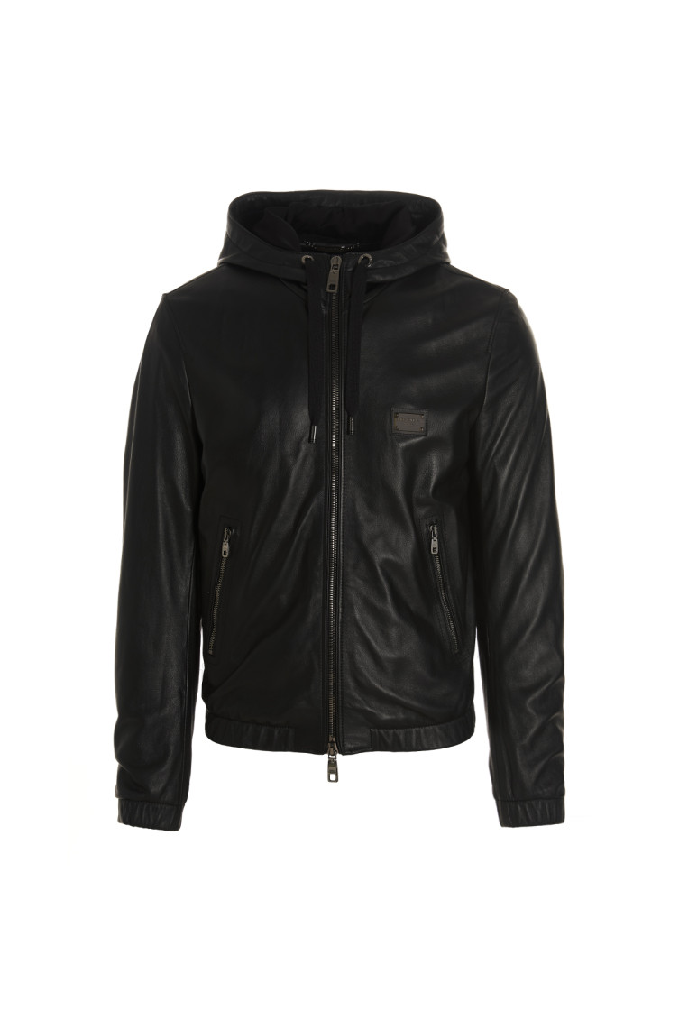 Dolce & Gabbana Black Dg Essential Hooded Jacket In Black