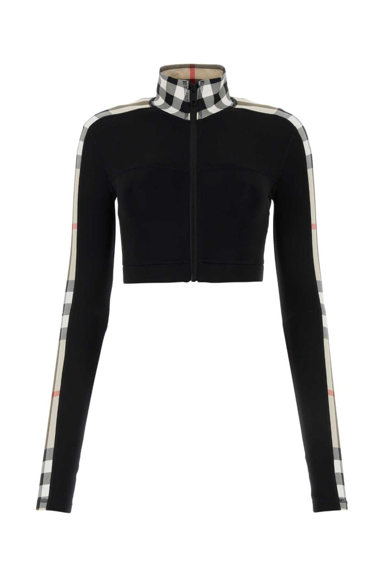Burberry Cropped Polyamide Blend Top With High Collar In Black