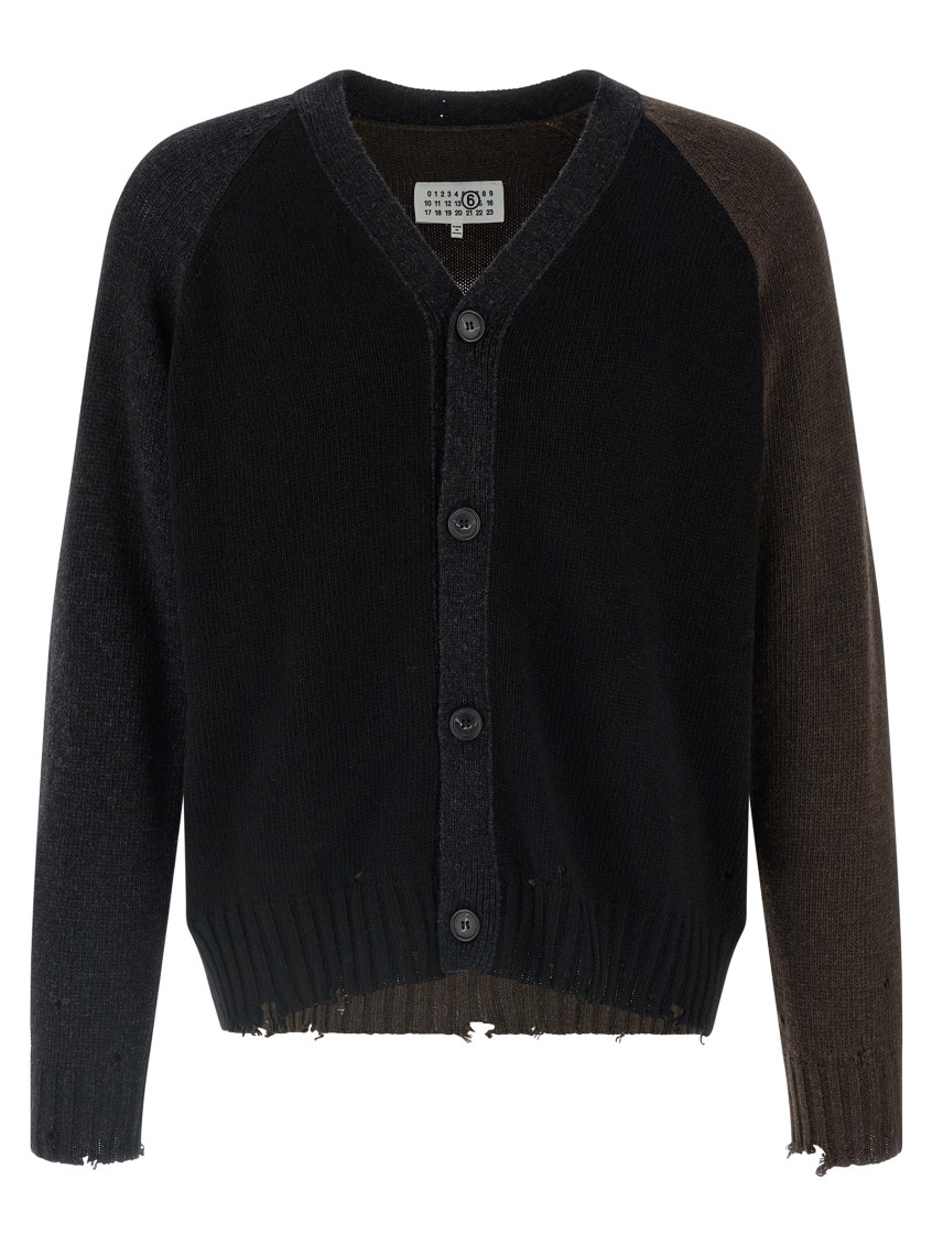 Mm6 Maison Margiela Colorblock Cardigan Color Block In Black