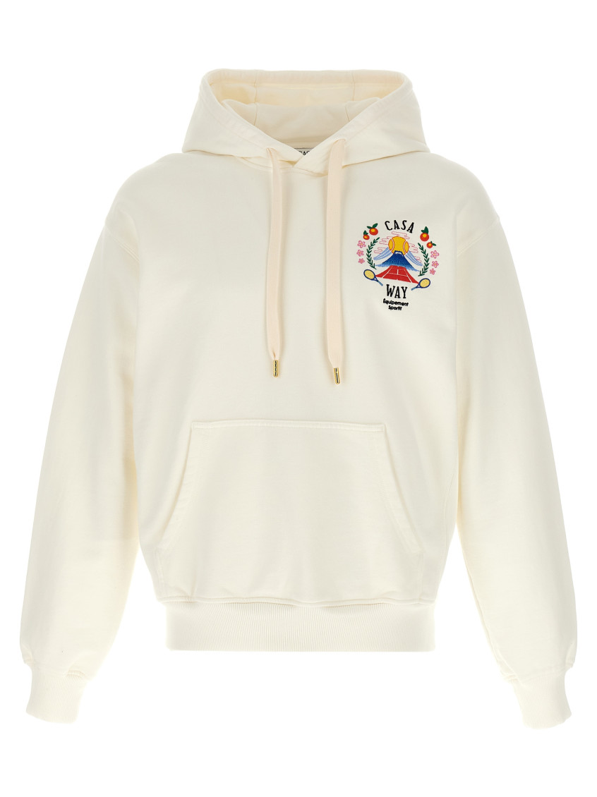Casablanca Cotton Sweatshirt With Front Pocket And Hood In White