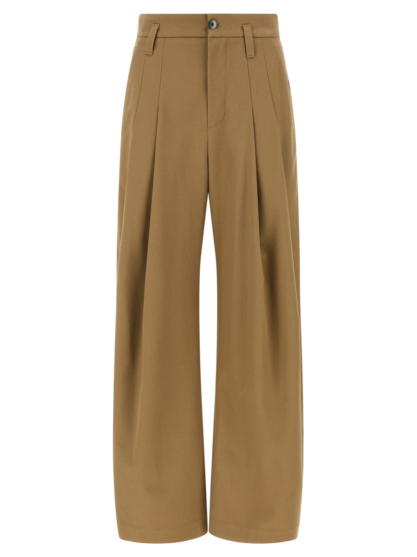 Brunello Cucinelli Trousers With Front Pleats And Wide Leg In Neutral