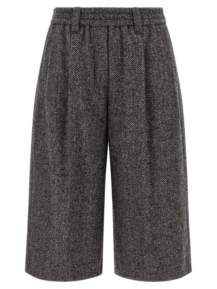 Brunello Cucinelli Grey Wool Bermuda Shorts In Gray