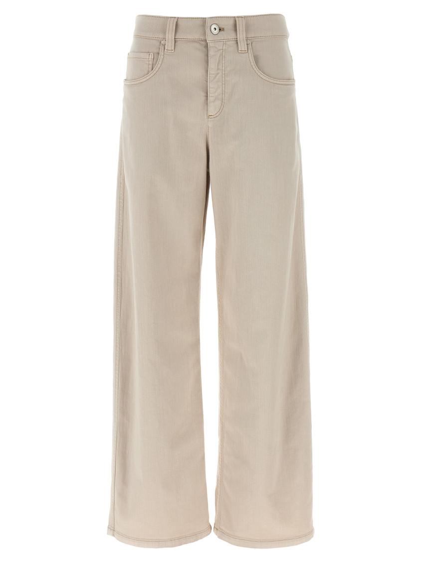 Brunello Cucinelli Loose Barrel Jeans Gray In Neutral