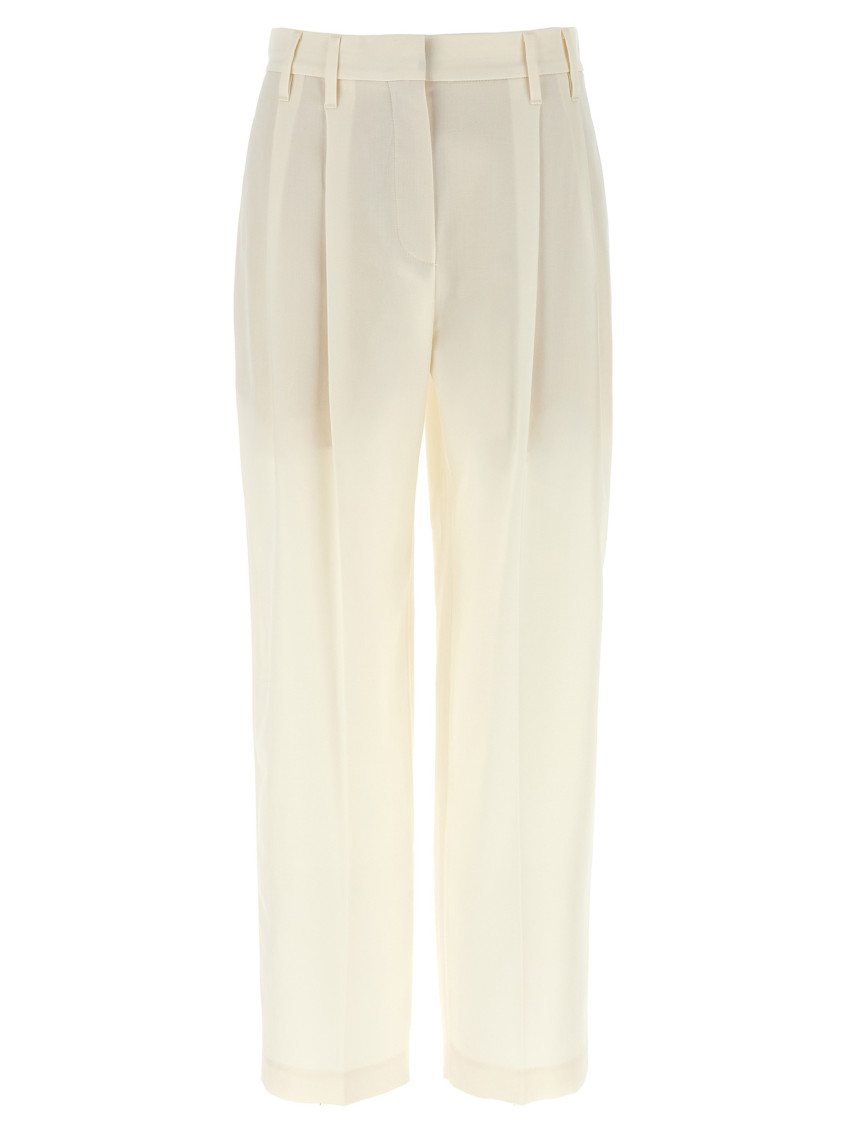 Brunello Cucinelli Trousers With Pleats And Pockets In Neutral