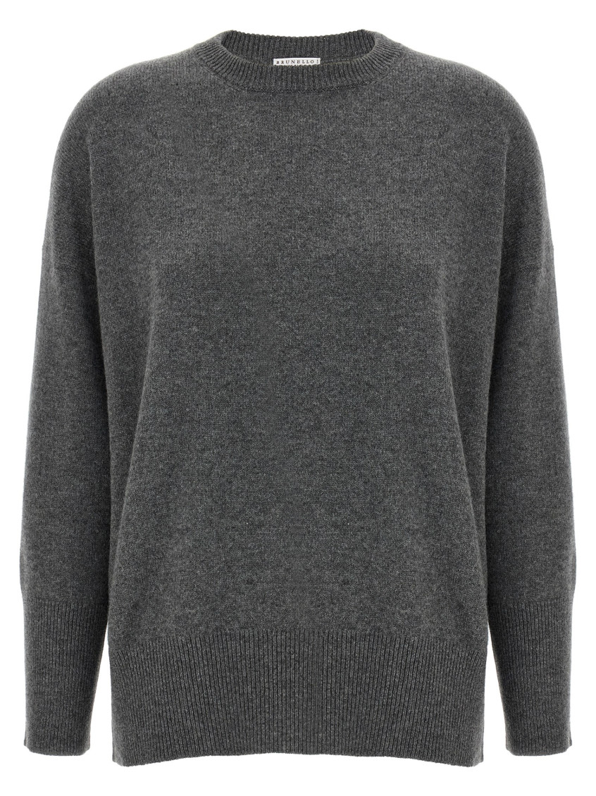 Brunello Cucinelli Cashmere Crew Neck Sweater In Gray