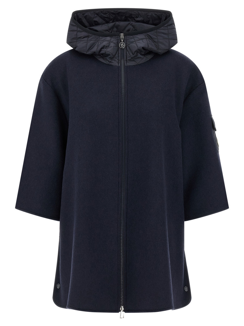 Moncler Blue Two-material Hood Coat
