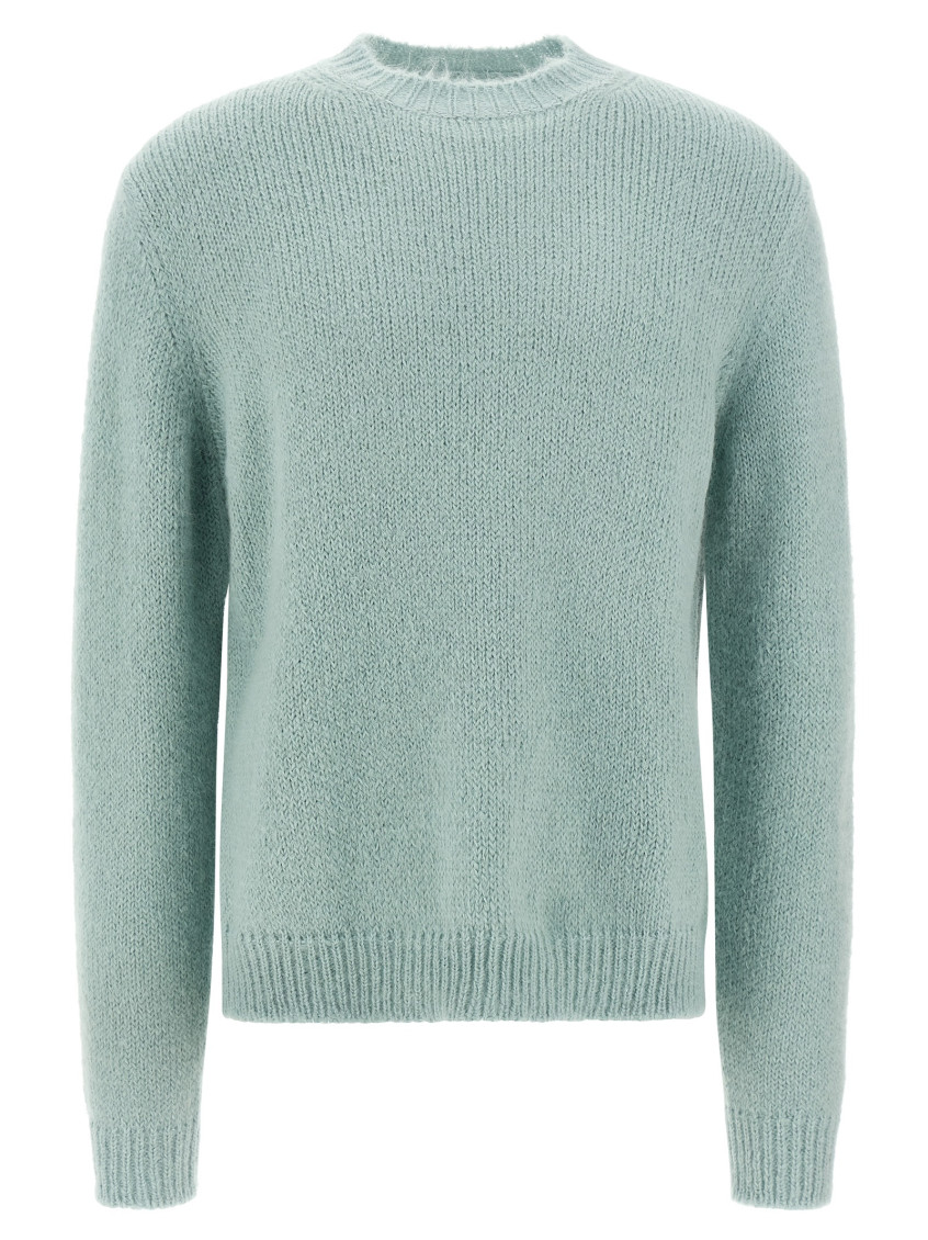 Jil Sander Powder Blue Alpaca And Wool Blend Crewneck Sweater In Green