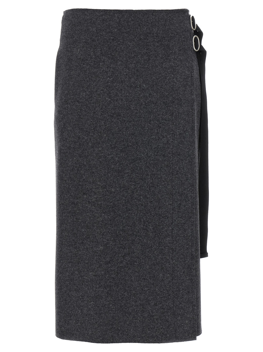 Jil Sander Flannel Skirt In Gray