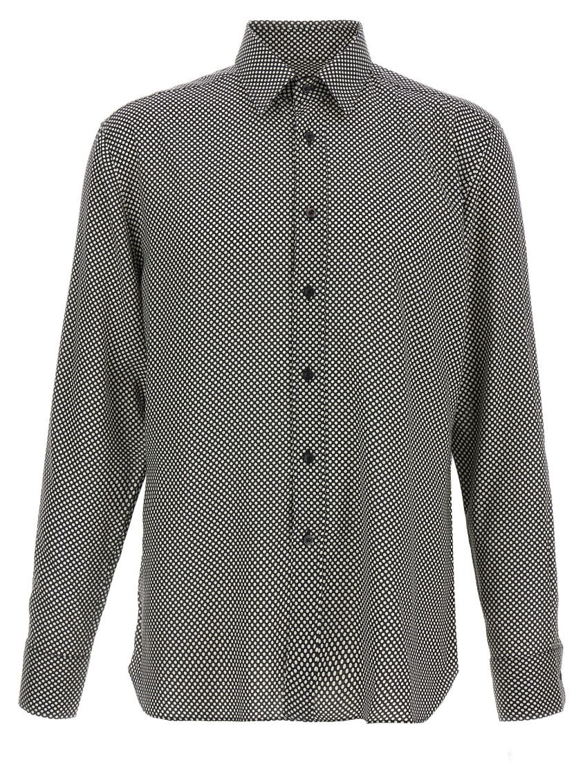 Tom Ford Black Polka Dot Lyocell Shirt In Multi