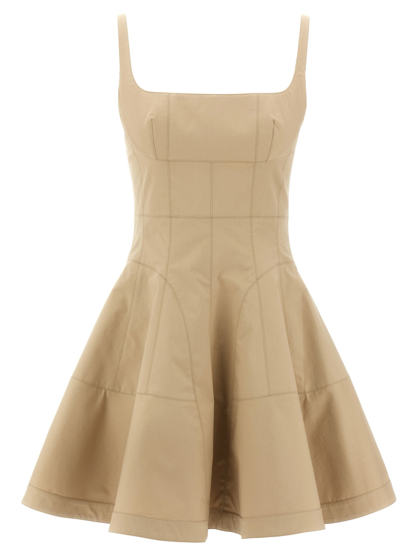 Giovanni Bedin Beige Pleated Dress In Green