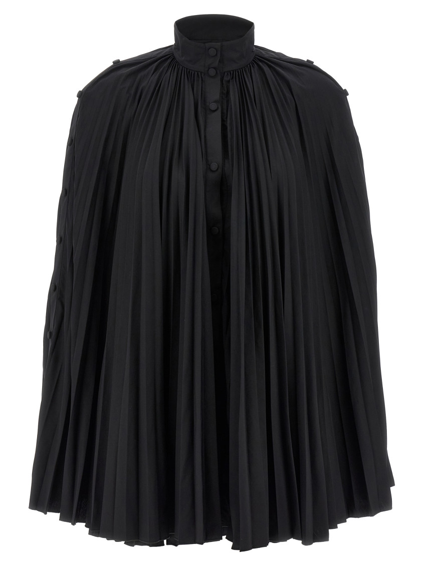Giovanni Bedin Black Pleated Cape Dress In Black