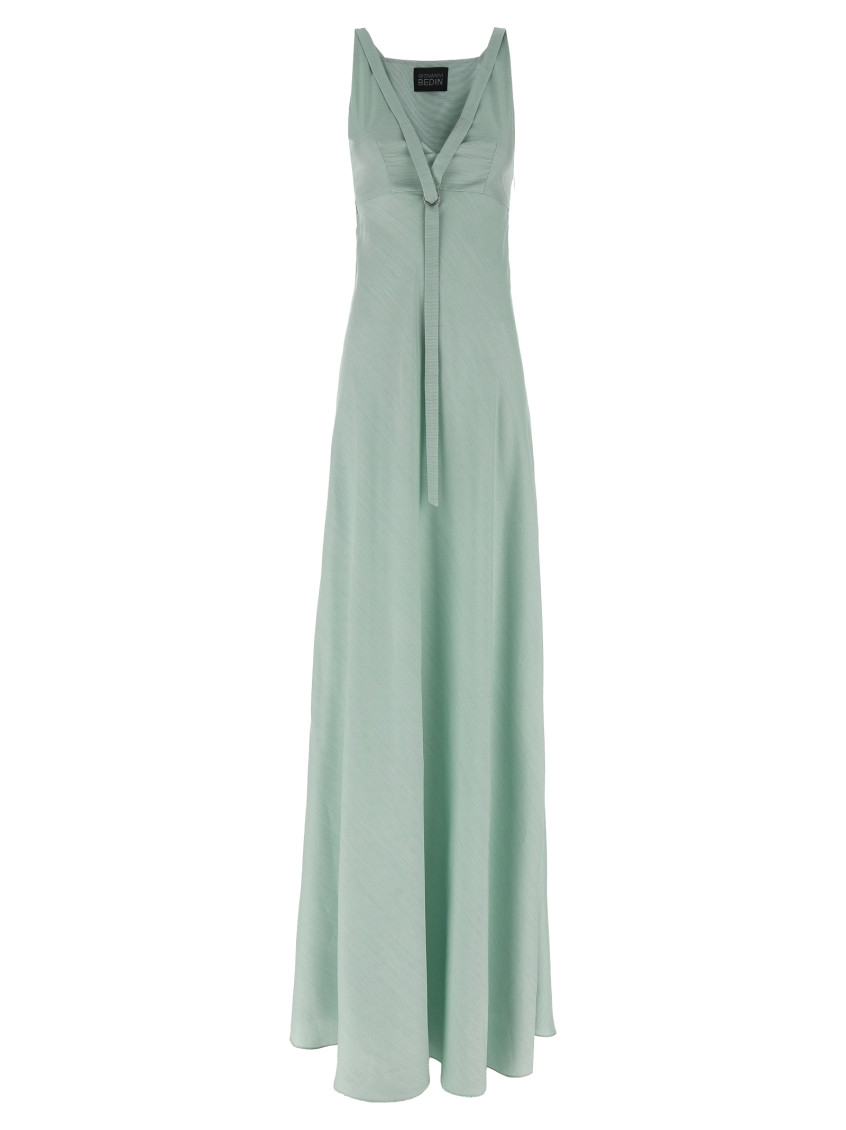 Giovanni Bedin Green Striped Dress In Green