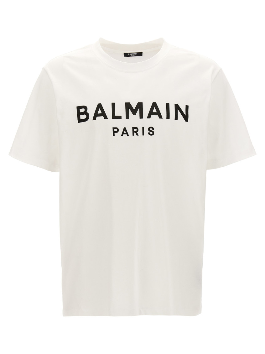 Balmain Printed Cotton T-shirt In White