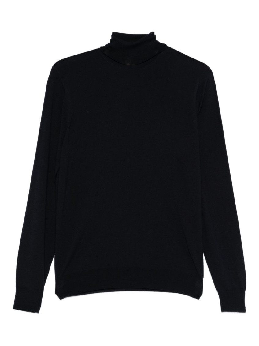 Drumohr Turtleneck Merino Wool Sweater With Long Sleeves In Black