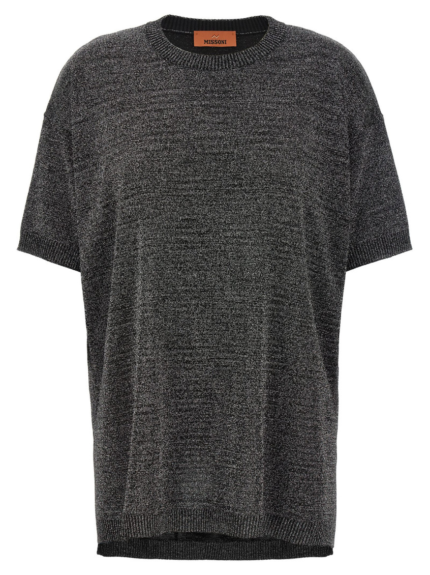 Missoni Metallic Crew Neck Knitwear T-shirt In Gray