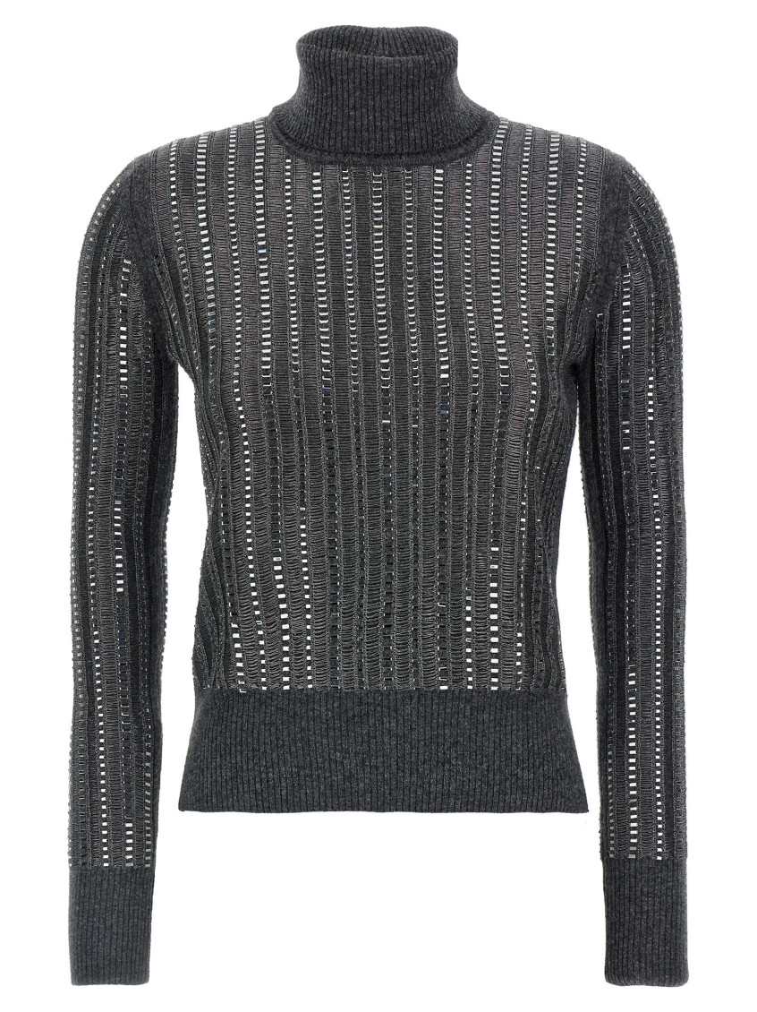 Ermanno Scervino Crystal Sweater Sweaters And Cardigans Gray In Black