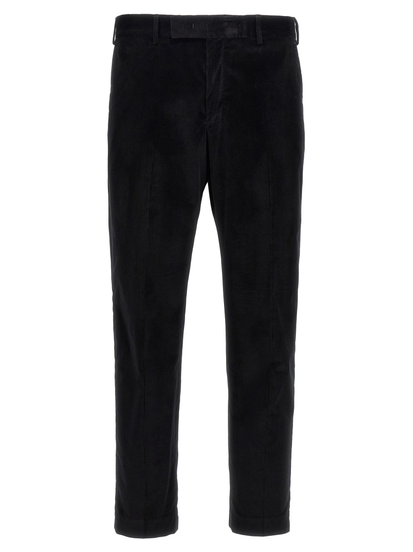 Pt Torino Rebel Corduroy Tapered Trousers In Black