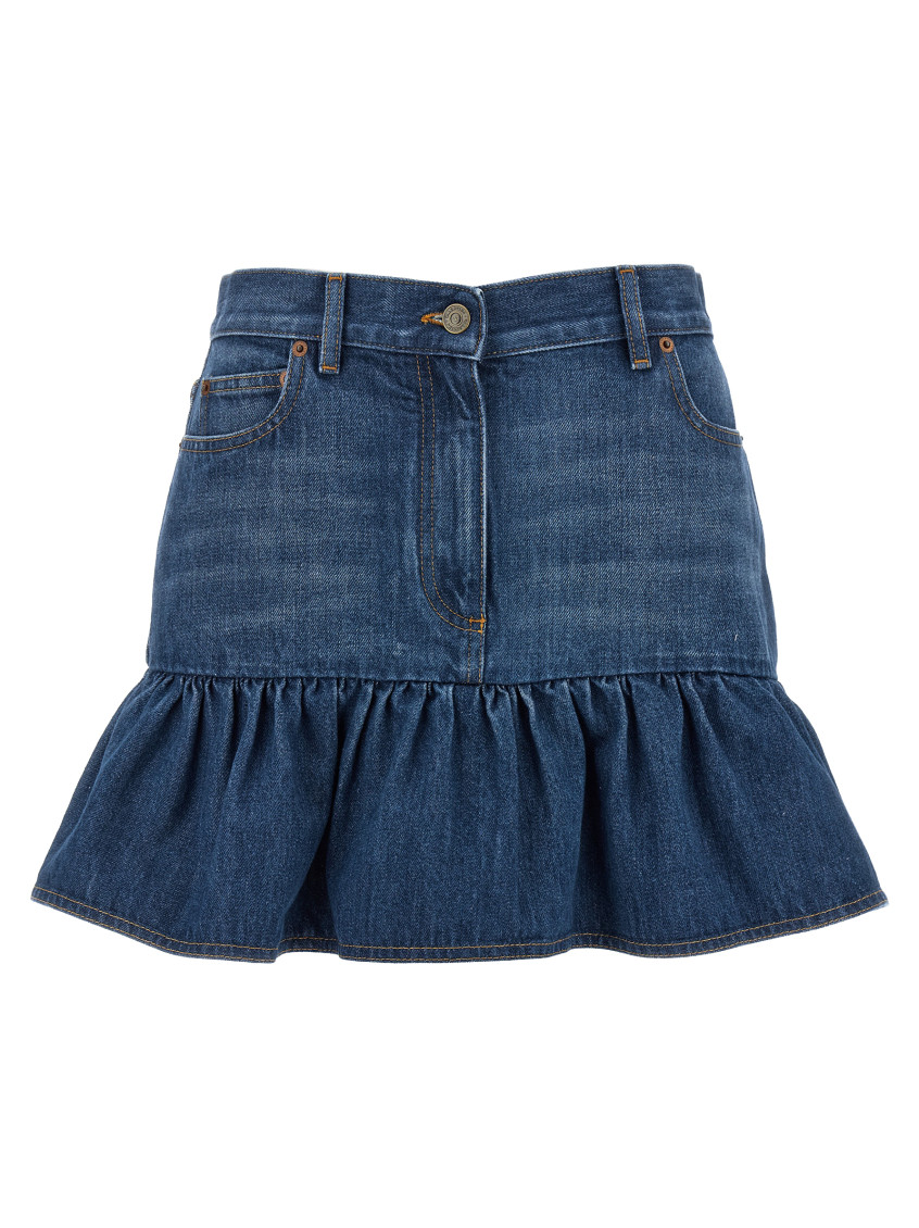 Valentino Garavani Mini Denim Skirt In Blue