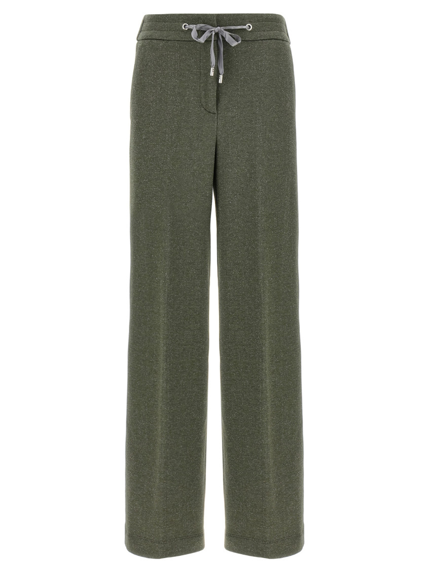 Peserico Shimmering Sweatpants Drawstring Waistband In Green