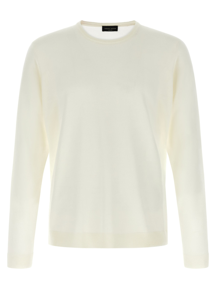 Roberto Collina Wool Crew Neck Sweater In Neutral