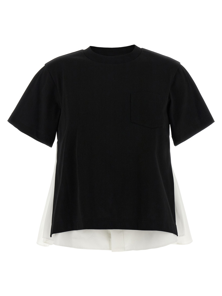 Sacai Black Double Layer T-shirt In Black