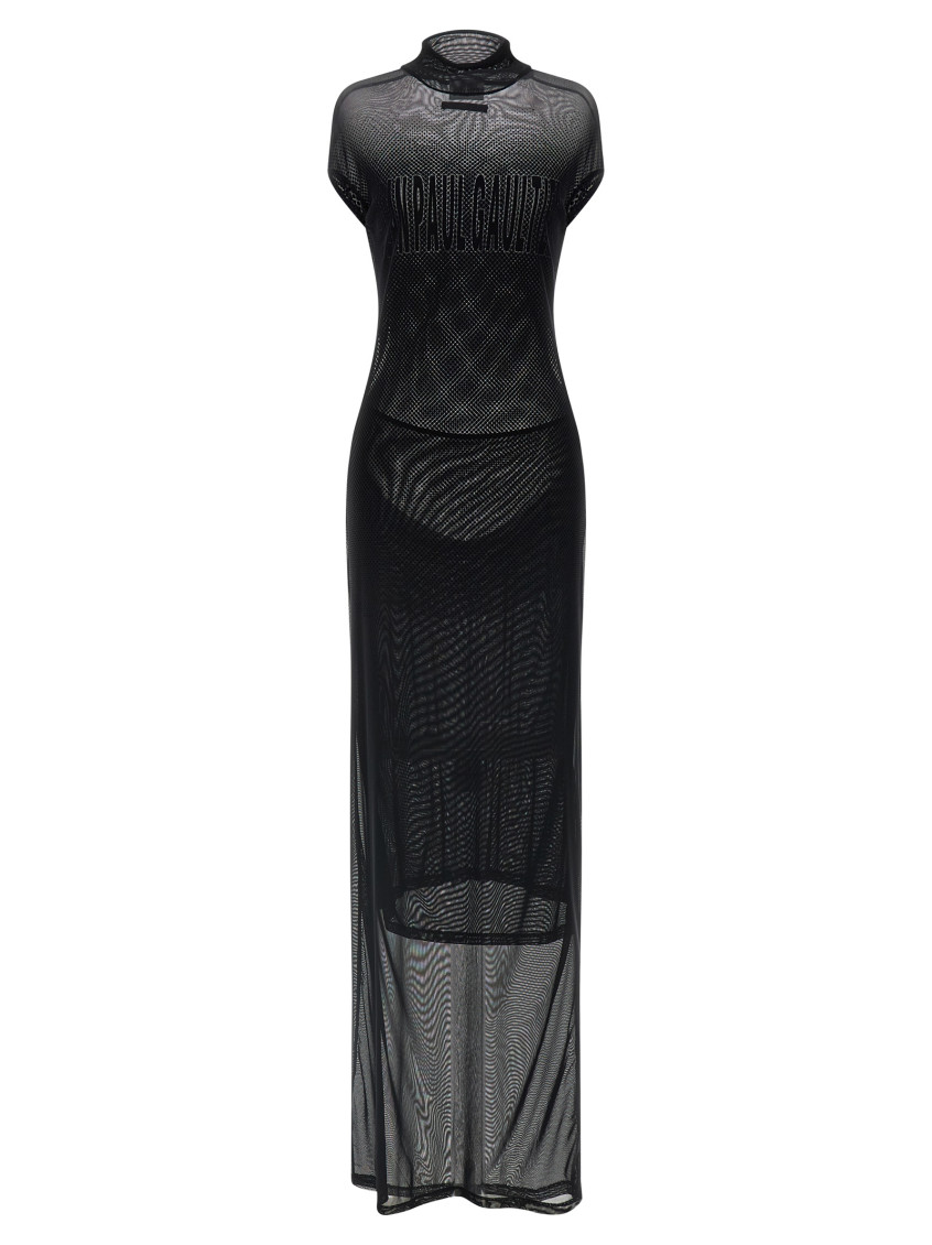 Jean Paul Gaultier Black Flocked Dress In Black