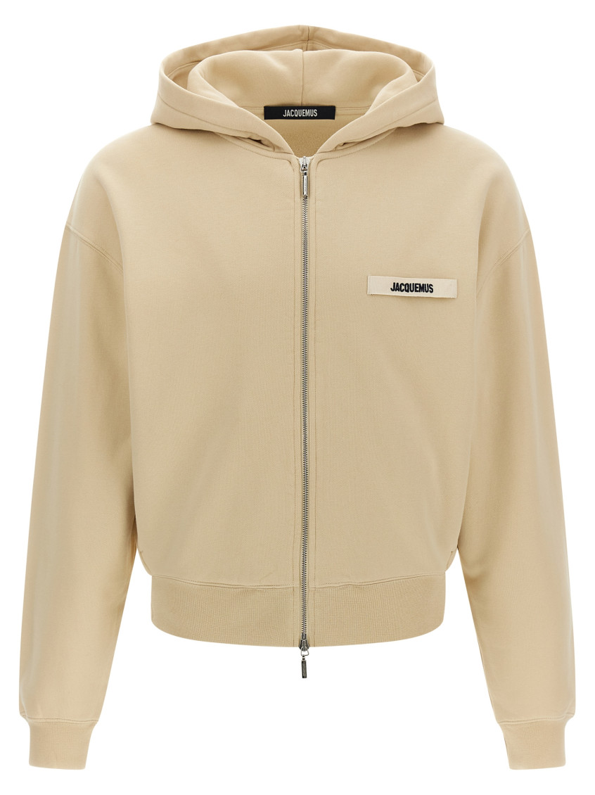 Jacquemus 'ribbed Cuffs Hoodie Hem' In Sand