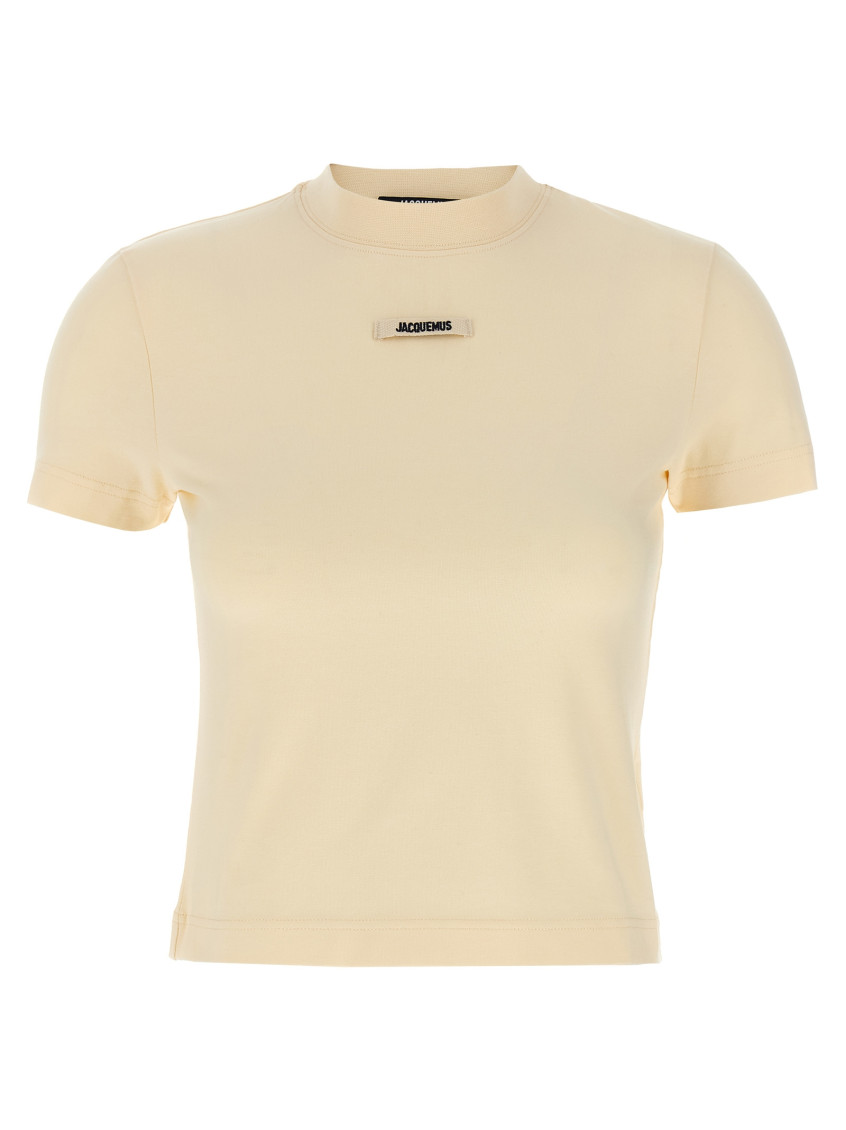 Jacquemus Le T-shirt Logo Embroidered Grosgrain T-shirt In Neutral