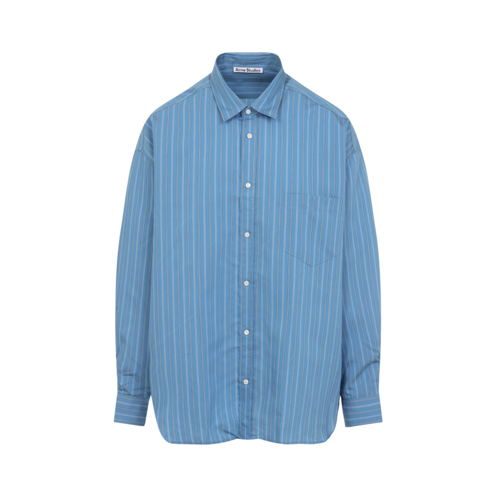 Acne Studios Striped Long Sleeve Button Up Shirt In Blue