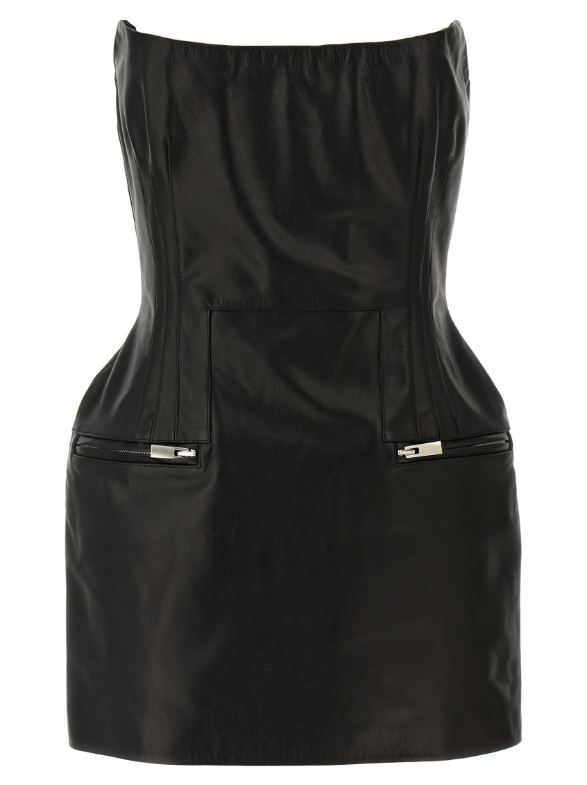 Magda Butrym Strapless Fitted Silhouette Dress With Zipper Accents In Black