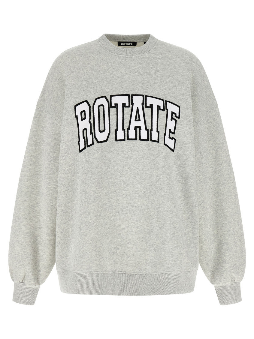 Rotate Birger Christensen Oversized Cotton Crew Neck Sweatshirt In Gray