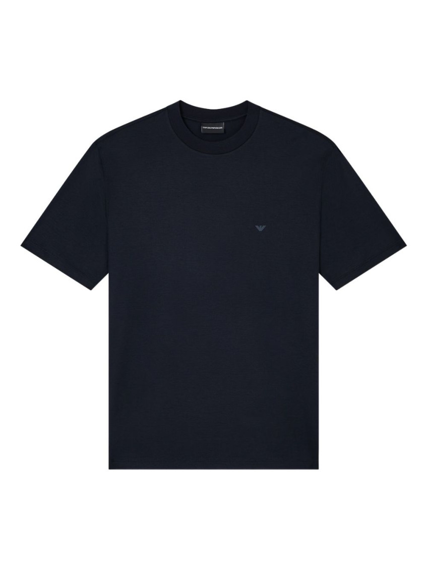 Emporio Armani Logo-embroidered Crew-neck T-shirt In Blue