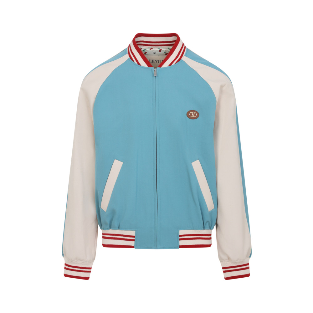 Valentino Le Chat De La Maison Wool Bomber Jacket In Blue