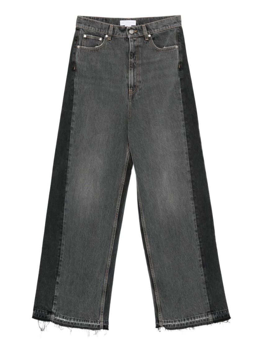 Stella Mccartney Cotton Blend Wide-leg Trousers In Black