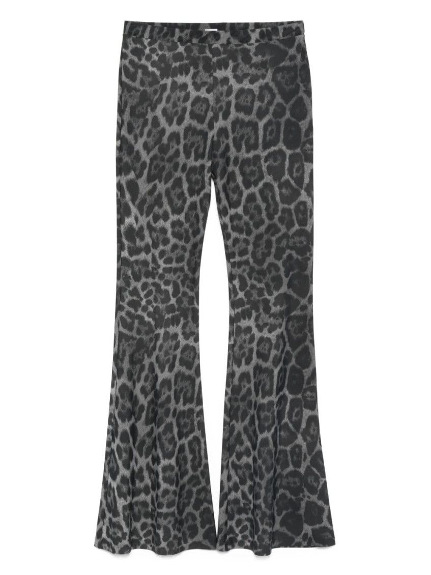 Stella Mccartney Dark Grey Leopard Print Flared Jeans In Gray