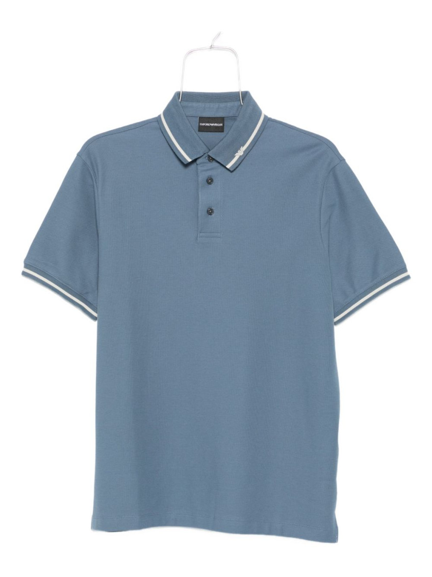 Emporio Armani Cotton Polo Shirt In Blue