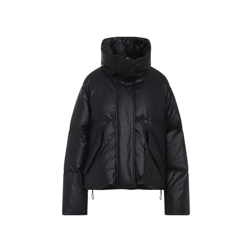 Mm6 Maison Margiela Pleather Puffer Jacket In Black
